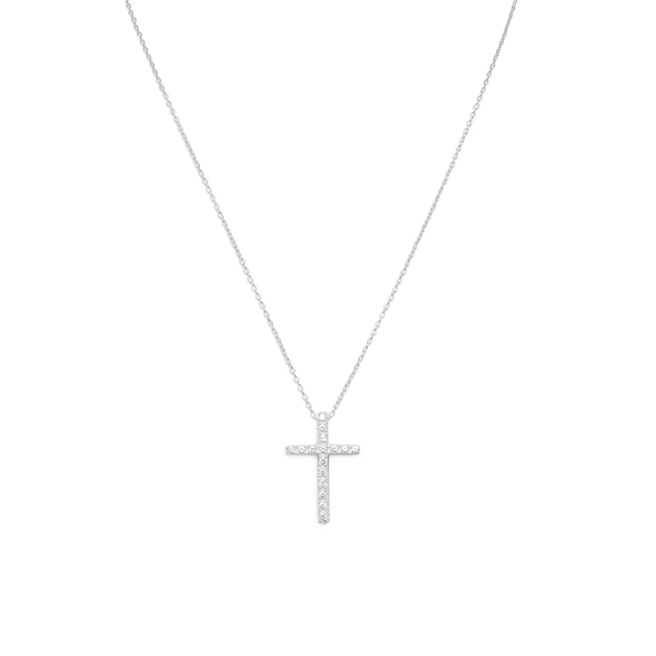 16" CZ Cross Necklace