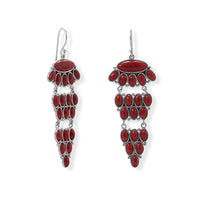 Thumbnail for Tiered Dyed Red Coral Earring