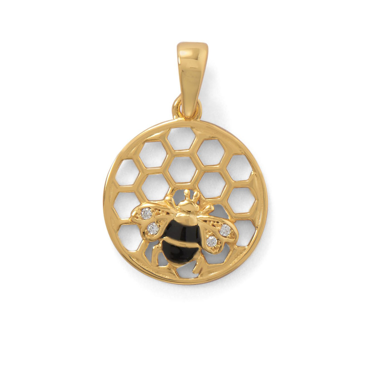 "BEE Mine!" 14 Karat Gold Plated Honeycomb with Bee Pendant