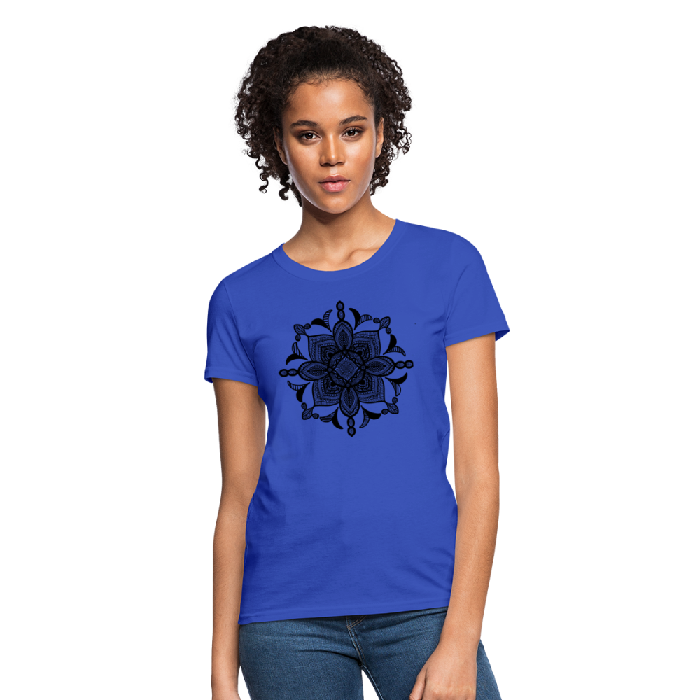 Women's T-Shirt with Handcrafted "MANDALA ARTS" - royal blue