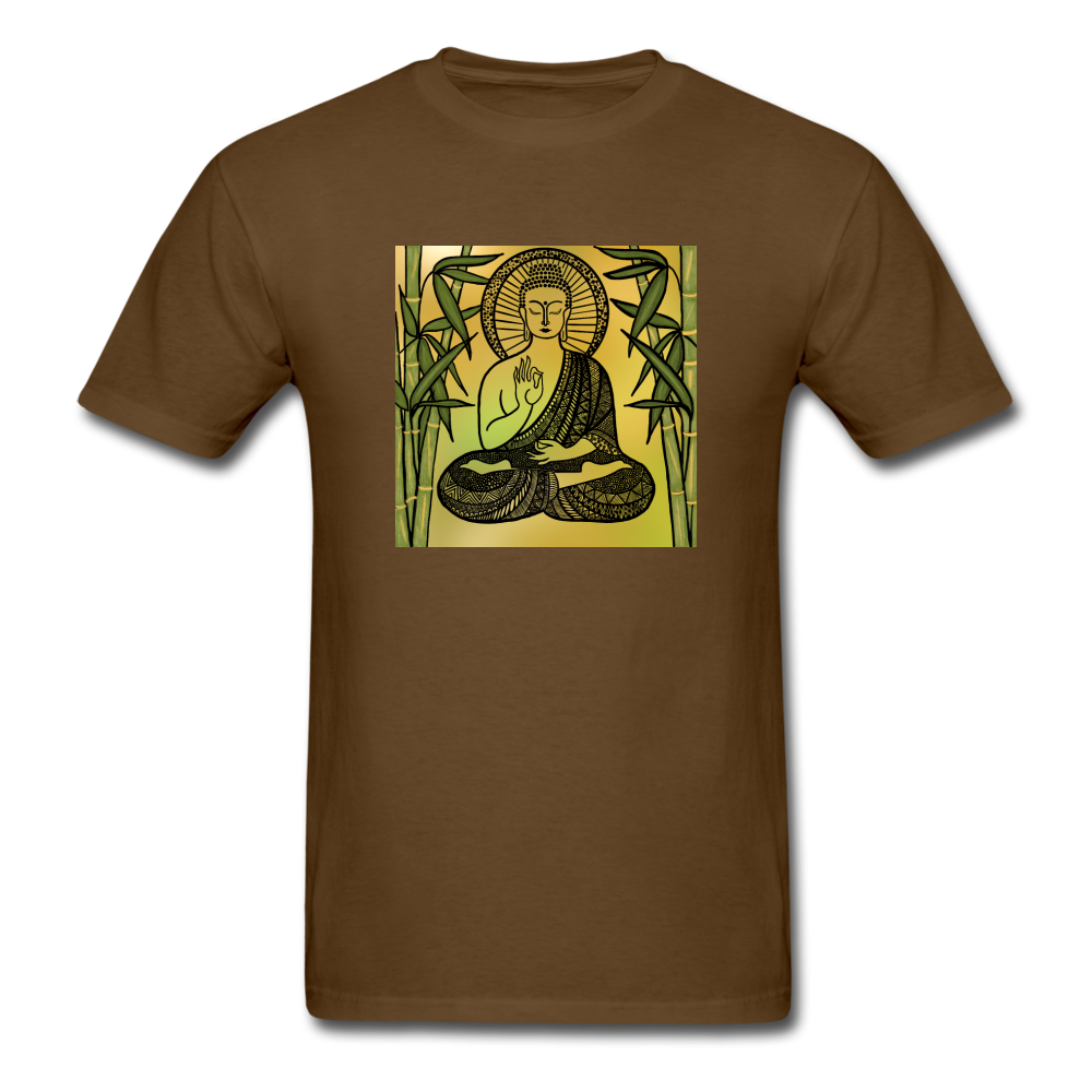 Classic T-Shirt with  HANDCRAFTED "BUDDHA MANDALA ARTS" - brown